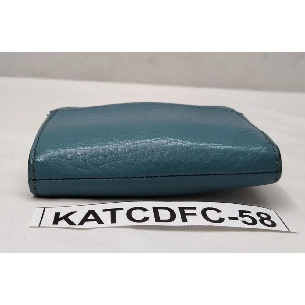 Fossil Blue Leather Credit Card ID Window Bifold Square Wallet